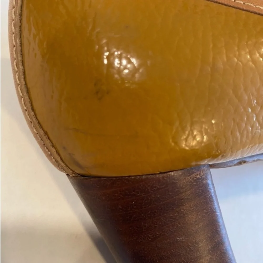 Tory Burch Brown Leather Block Heel Pumps